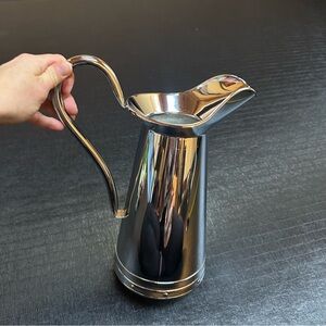 Beautiful Stainless Steel Made in Portugal Farmhouse Style Pitcher, Rivet detail